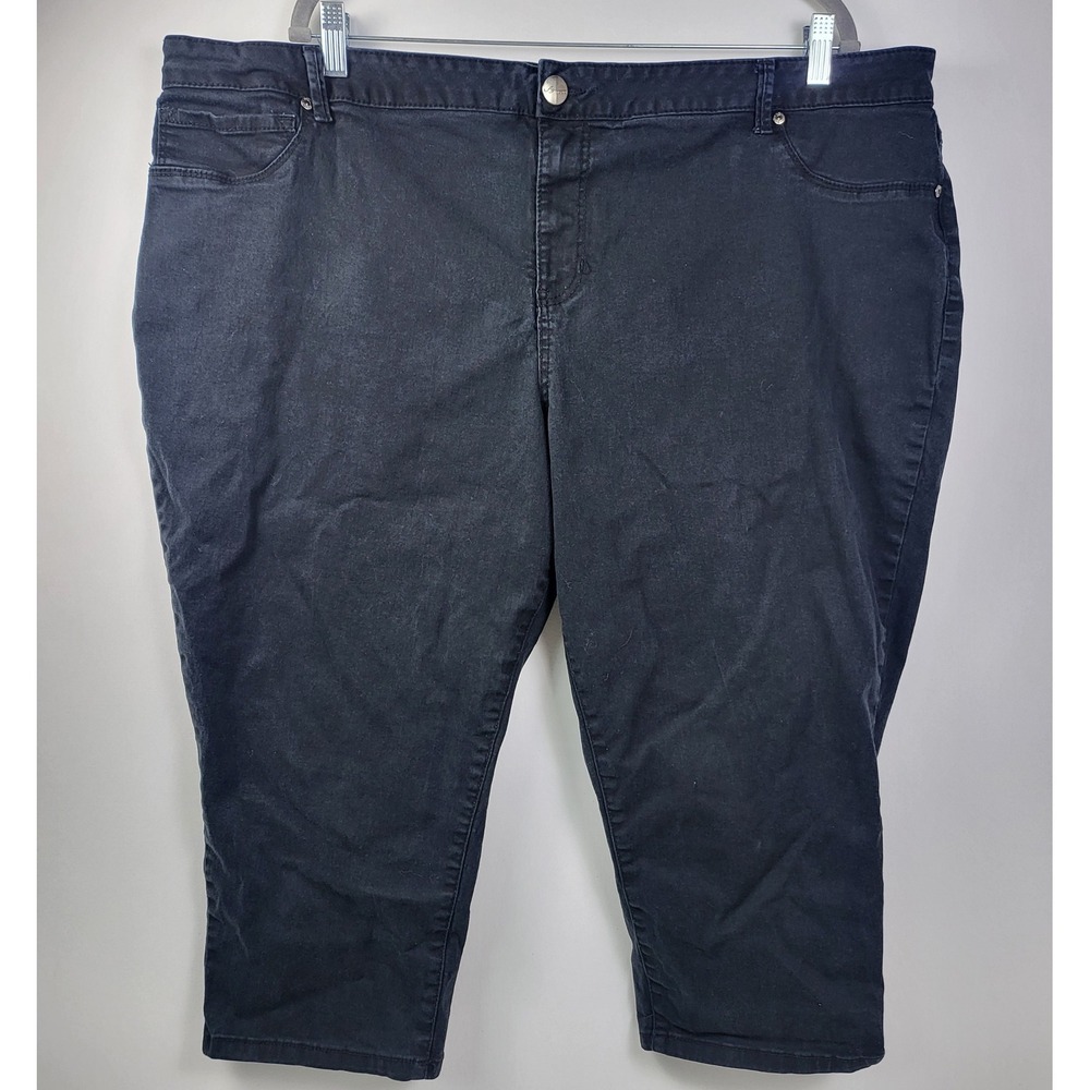 AG Denim‎ Capri Pants Cropped Stretch Casual Black Size 24W